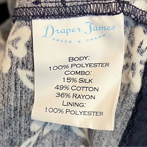 Draper James Navy Ivory Floral Lattice Print Silk Blend Celia Dress size 6 - Picture 7 of 7